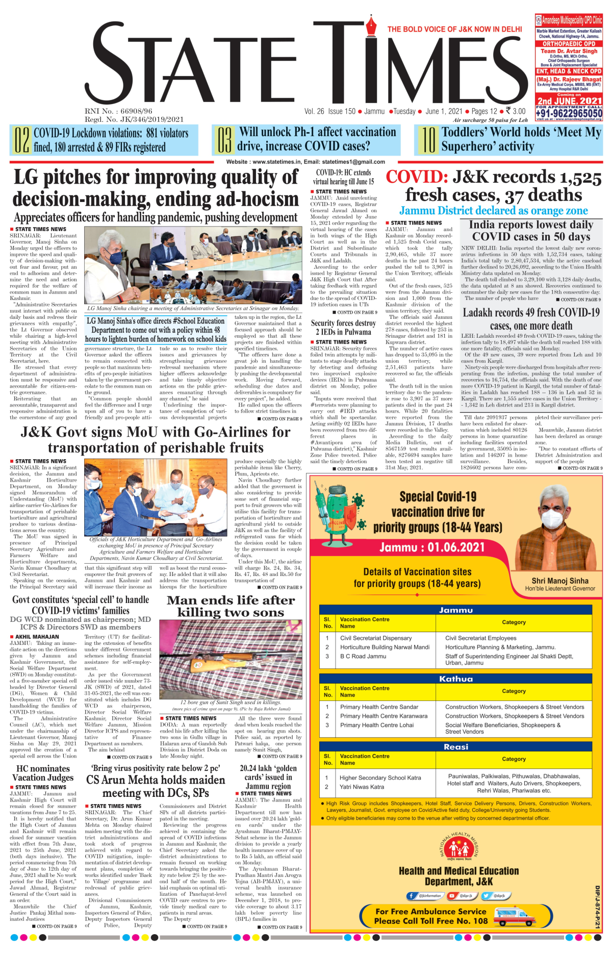 State Times Epaper Newspaper Jammu News Paper Newspaper In English Kashmir English Newspaper Statetimes