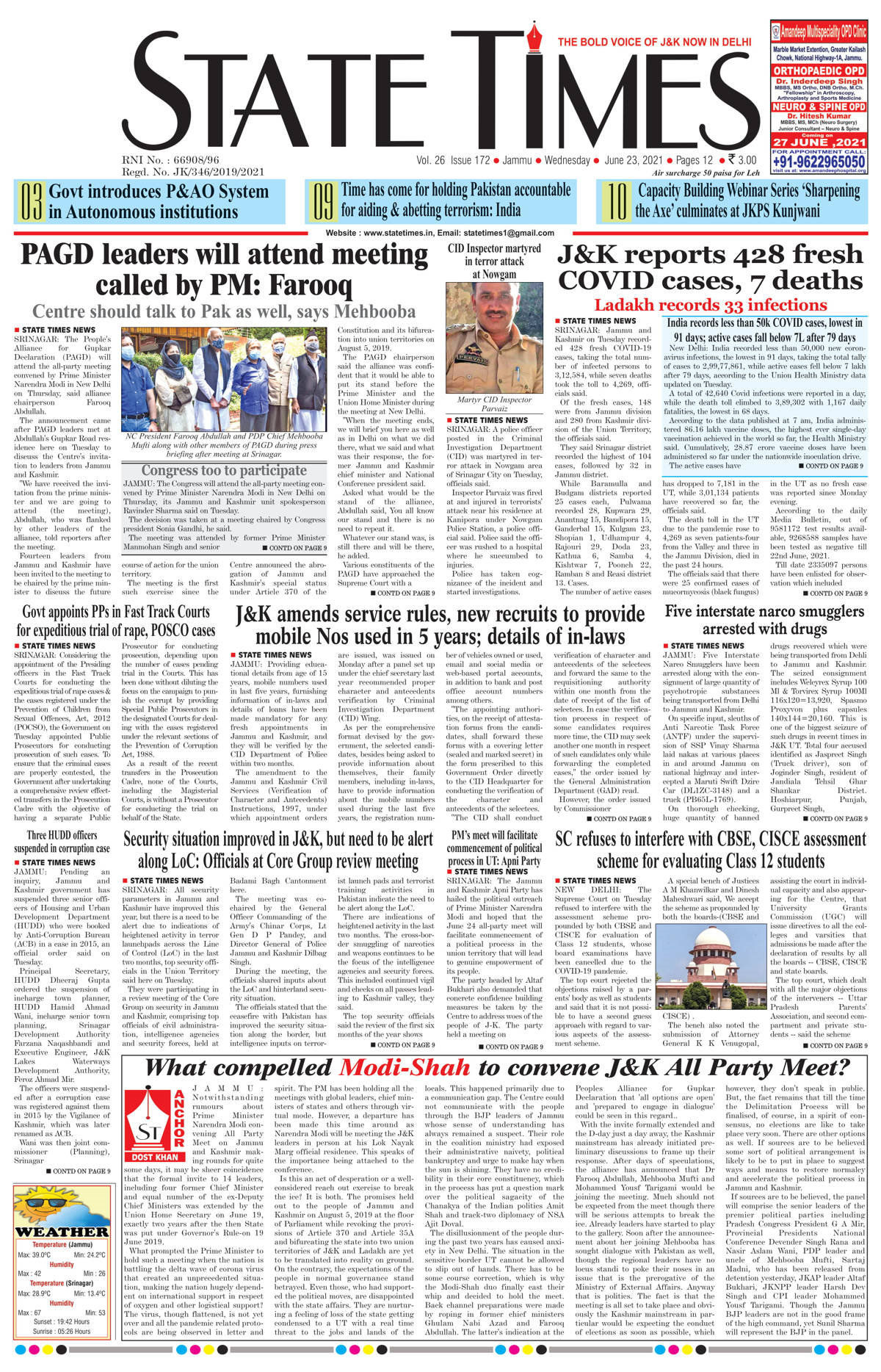State Times Epaper Newspaper Jammu News Paper Newspaper In English Kashmir English Newspaper Statetimes